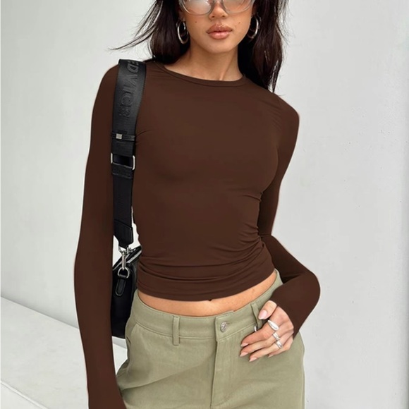 Cider NWT Brown Long Sleeve Women's Top - Picture 3 of 6